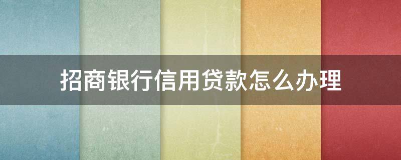 招商银行信用贷款怎么办理（招商银行如何申请贷款）