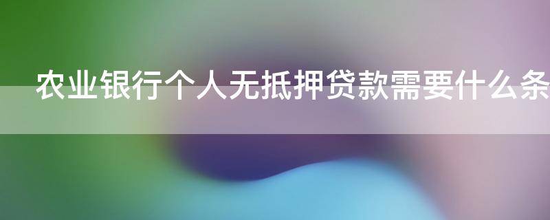 农业银行个人无抵押贷款需要什么条件