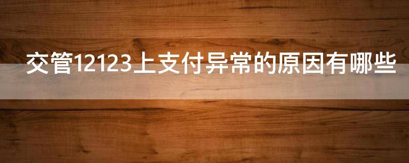 交管12123上支付异常的原因有哪些 12123支付失败是什么原因