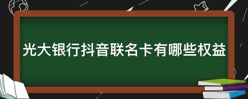 光大银行抖音联名卡有哪些权益（光大银行卡抖音联名卡怎么样使用）