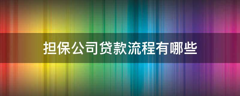 担保公司贷款流程有哪些（担保公司担保贷款流程）
