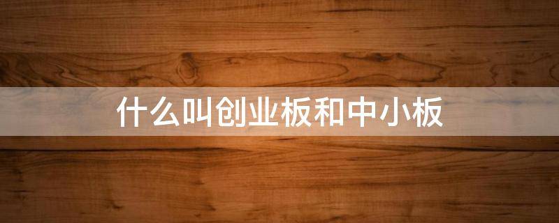 什么叫创业板和中小板（什么叫创业板和中小板的区别）