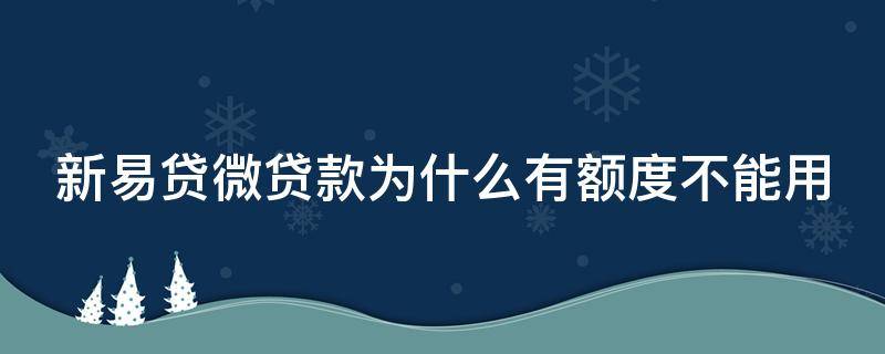 新易贷微贷款为什么有额度不能用 新易贷微贷网