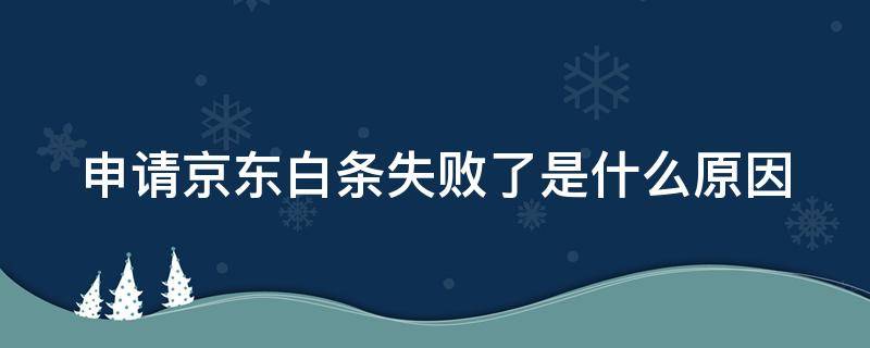 申请京东白条失败了是什么原因 为什么申请京东白条总是失败
