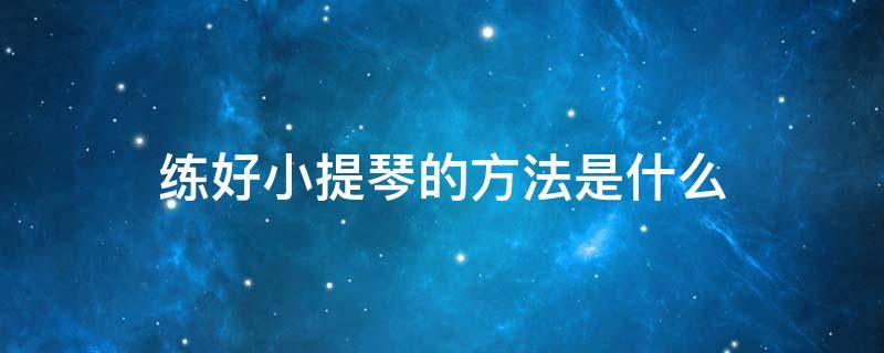 练好小提琴的方法是什么（练好小提琴的方法是什么呢）