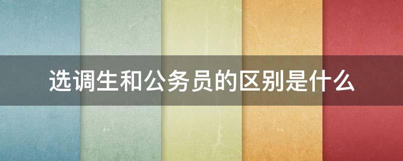 选调生和公务员的区别是什么（选调生和公务员的区别考试内容）