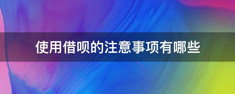 使用借呗的注意事项有哪些（使用借呗的注意事项有哪些问题）