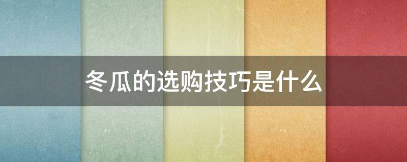 冬瓜的选购技巧是什么（冬瓜的选购技巧是什么呢）