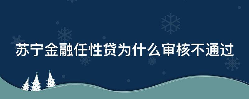 苏宁金融任性贷为什么审核不通过 苏宁金融任性贷为什么审核不通过呢