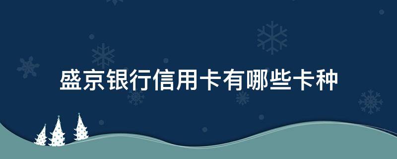 盛京银行信用卡有哪些卡种（盛京银行信用卡有哪些卡种名称）