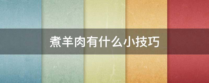 煮羊肉有什么小技巧 煮羊肉有什么小技巧视频