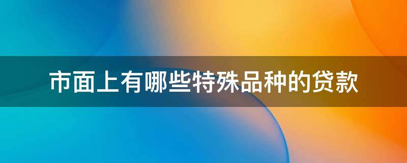 市面上有哪些特殊品种的贷款 市面上有哪些特殊品种的贷款产品