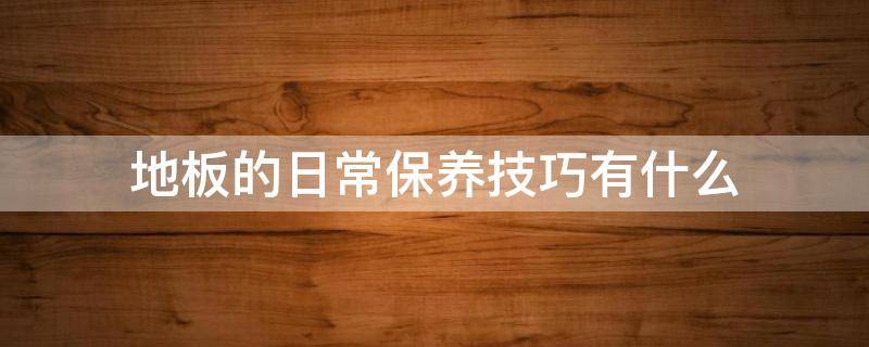 地板的日常保养技巧有什么（地板的日常保养技巧有什么好处）