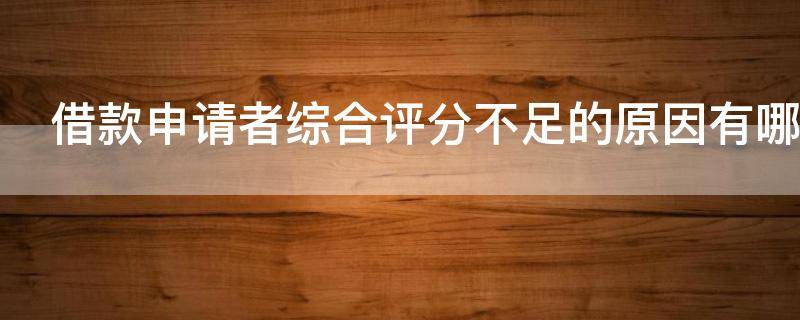 借款申请者综合评分不足的原因有哪些