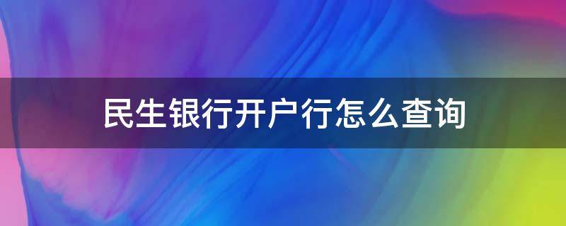 民生银行开户行怎么查询 民生银行开户行怎么查询电话
