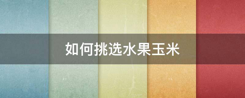 如何挑选水果玉米（怎样挑选水果玉米）