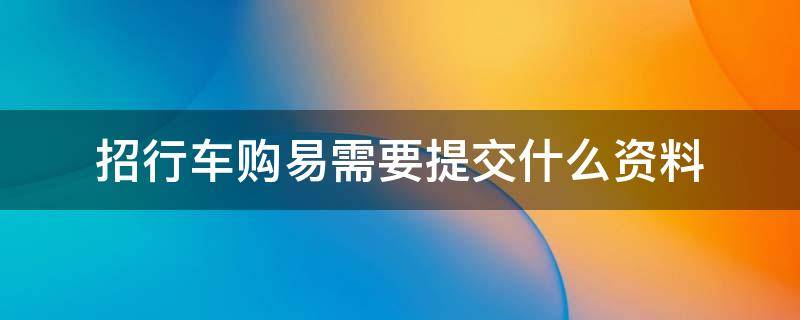 招行车购易需要提交什么资料 招行车易购需要抵押什么?
