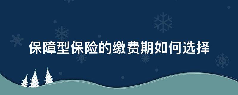 保障型保险的缴费期如何选择 保障型保险的缴费期如何选择