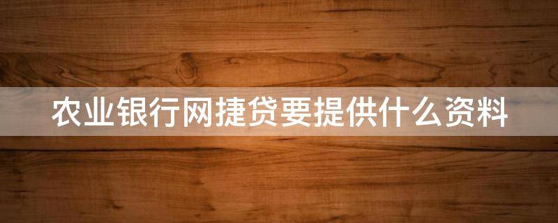 农业银行网捷贷要提供什么资料 农业银行网捷贷要提供什么资料才能申请