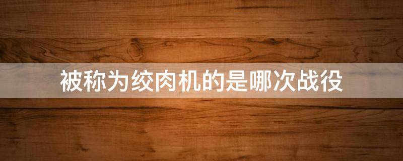 被称为绞肉机的是哪次战役（被称为绞肉机的战场）
