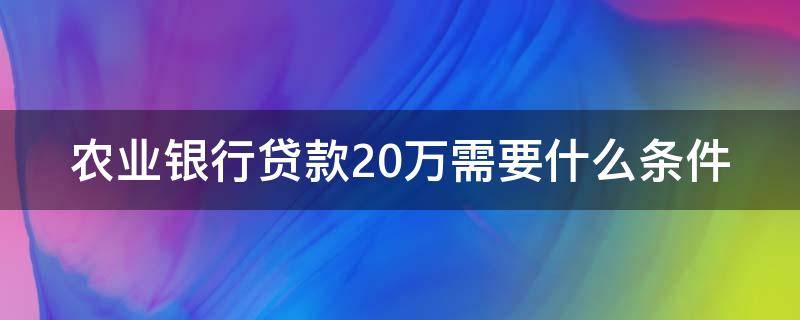 农业银行贷款20万需要什么条件（农民贷款20万需要什么条件）