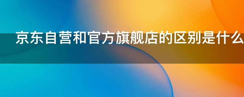 京东自营和官方旗舰店的区别是什么（京东自营和官方旗舰店的区别是什么呢）
