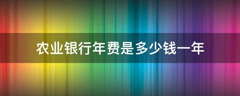 农业银行年费是多少钱一年（农业银行年费多少钱一年几月份办的卡几时算）