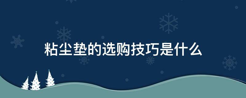 粘尘垫的选购技巧是什么（粘尘垫的选购技巧是什么意思）
