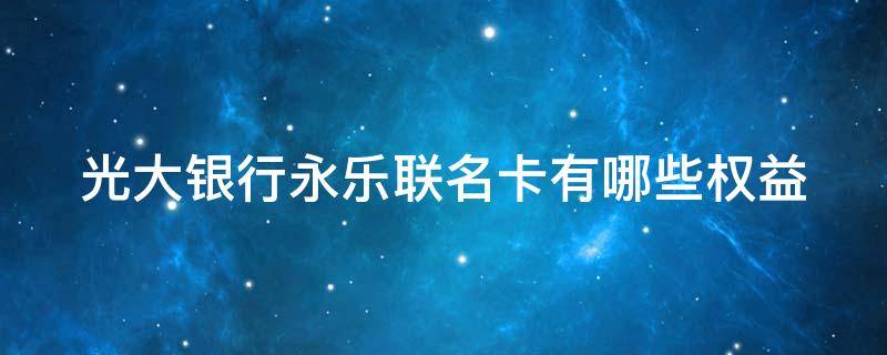 光大银行永乐联名卡有哪些权益（光大永明人寿联名借记卡）