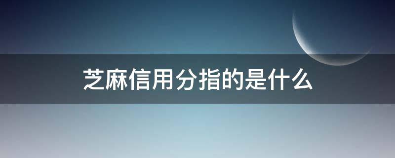 芝麻信用分指的是什么