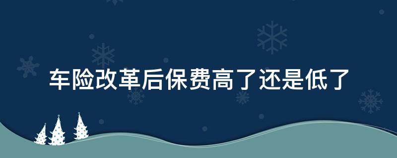 车险改革后保费高了还是低了 车险改革后保费高了还是低了呢