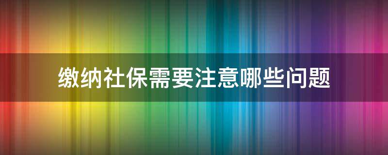 缴纳社保需要注意哪些问题 缴纳社保需要注意哪些问题和建议