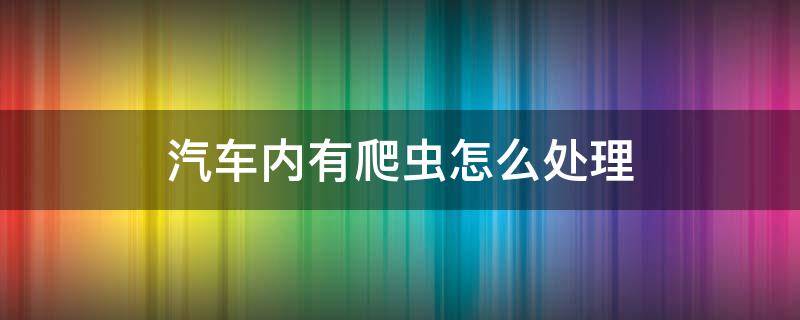 汽车内有爬虫怎么处理 汽车内有爬虫怎么处理掉