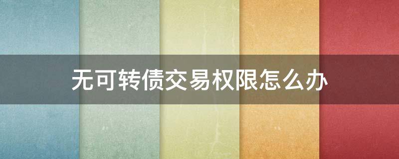 无可转债交易权限怎么办 无可转债交易权限251303