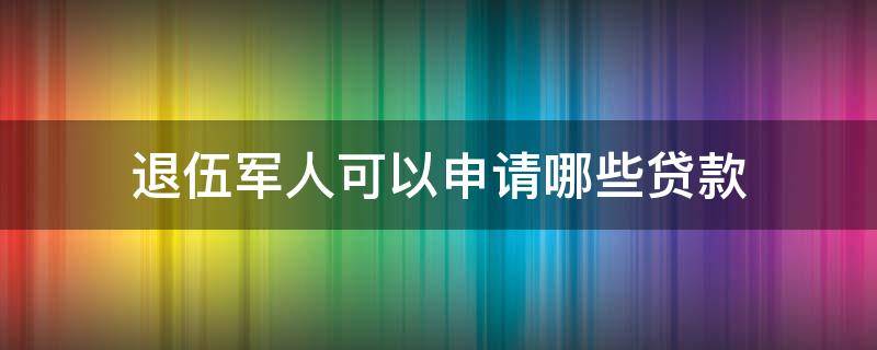 退伍军人可以申请哪些贷款（退伍士兵可以贷款吗）
