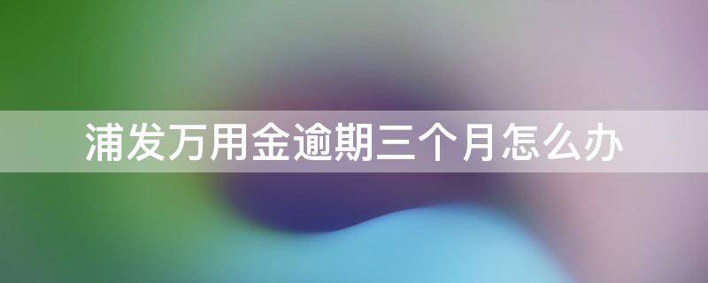 浦发万用金逾期三个月怎么办（浦发万用金逾期一个月是不是就要全额还款）