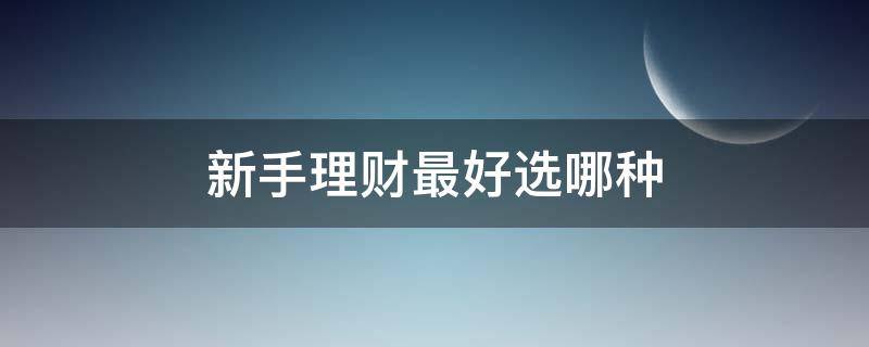 新手理财最好选哪种（新手理财买什么）