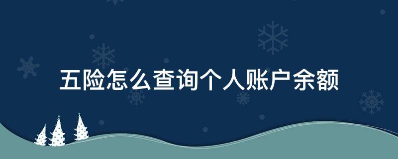 五险怎么查询个人账户余额 五险怎么查询个人账户余额2021年