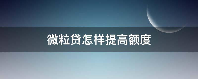 微粒贷怎样提高额度 微粒贷怎么提高额度