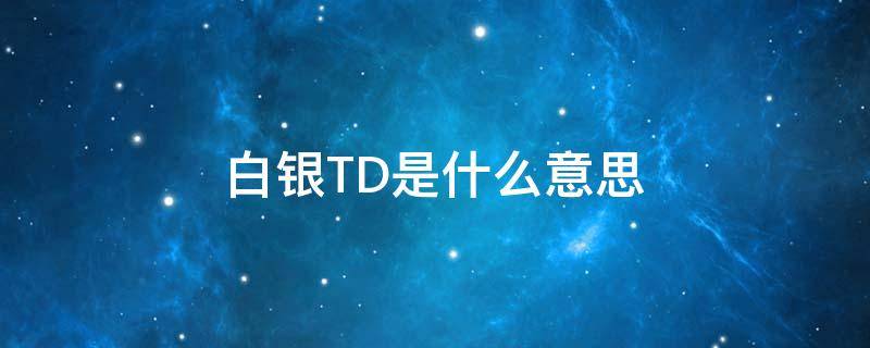 白银TD是什么意思