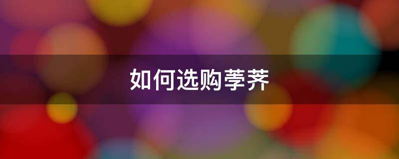如何选购荸荠（如何选购荸荠好吃）
