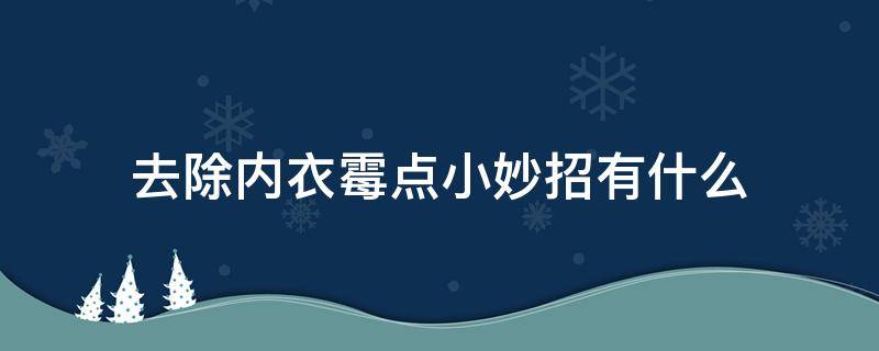 去除内衣霉点小妙招有什么（去除内衣霉点小妙招有什么方法）