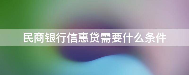 民商银行信惠贷需要什么条件（民信惠融资担保集团有限公司）