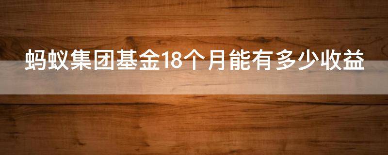 蚂蚁集团基金18个月能有多少收益（蚂蚁基金十八个月）