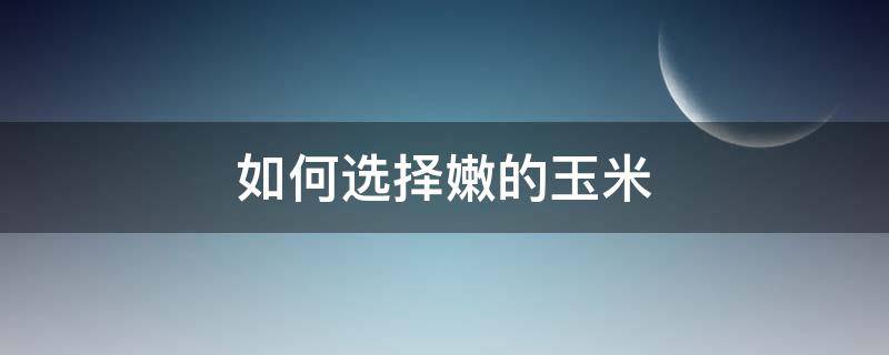 如何选择嫩的玉米 如何选择嫩的玉米品种