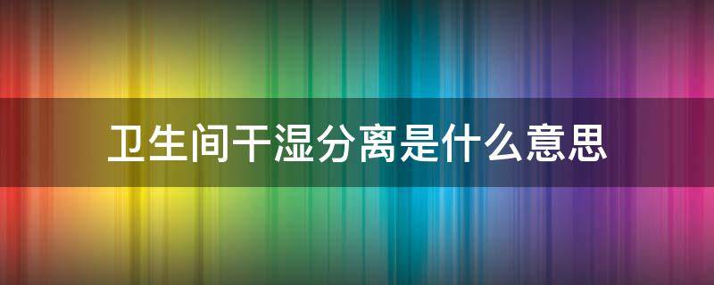 卫生间干湿分离是什么意思 卫生间干湿分离效果图装修效果图