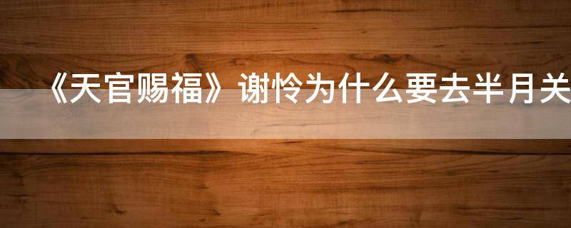《天官赐福》谢怜为什么要去半月关 谢怜为什么去半月国
