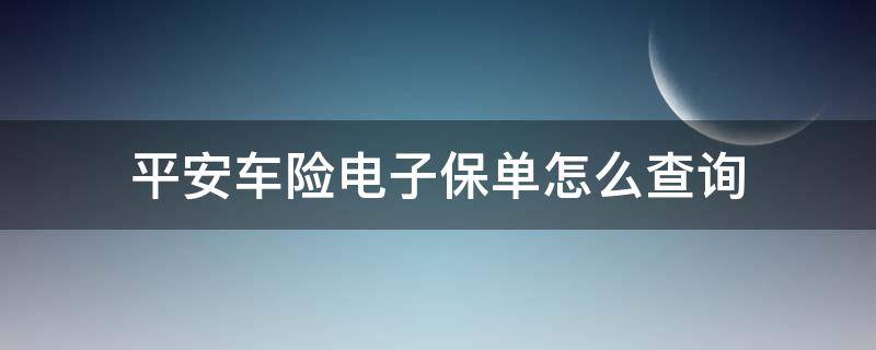 平安车险电子保单怎么查询（平安车险电子保单怎么查询打印）