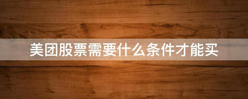 美团股票需要什么条件才能买（美团股票需要什么条件才能买到）