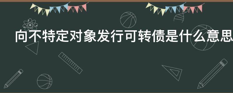 向不特定对象发行可转债是什么意思 向不特定对象发行可转债是什么意思